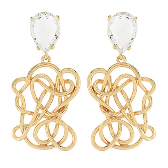Glass Teardrop & Tangled Metal Knot Earrings - Picture 1 of 1